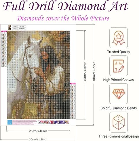 Jesus & Horse Diamond Art Painting Kit for Adults: 5D Full Drill Gem Painting with Diamond Dots. Sparkling DIY Christian Craft for Home Wall Decor, a Thoughtful Gift for Beginners,12x16 Inch in Kuwait