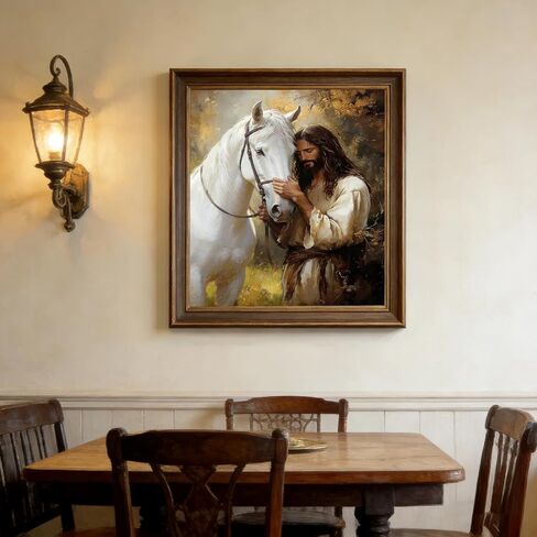 Jesus & Horse Diamond Art Painting Kit for Adults: 5D Full Drill Gem Painting with Diamond Dots. Sparkling DIY Christian Craft for Home Wall Decor, a Thoughtful Gift for Beginners,12x16 Inch in Kuwait