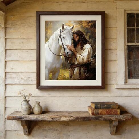 Jesus & Horse Diamond Art Painting Kit for Adults: 5D Full Drill Gem Painting with Diamond Dots. Sparkling DIY Christian Craft for Home Wall Decor, a Thoughtful Gift for Beginners,12x16 Inch in Kuwait