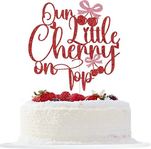 Our Little Cherry On Top Cake Topper, Cherry Birthday Cake Decorations, She's The Cherry on Top, Summer Fruit Theme Baby Shower Birthday Party Decorations, Red Glitter in Saudi Arabia