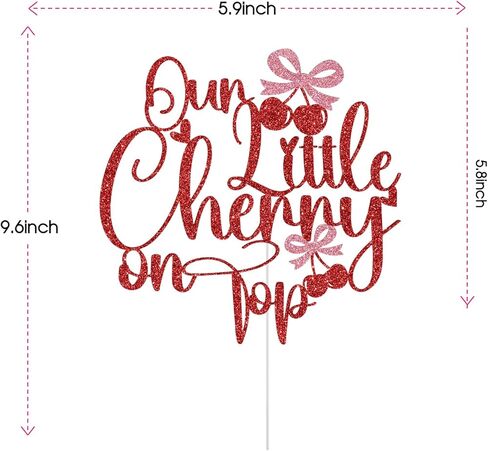 Our Little Cherry On Top Cake Topper, Cherry Birthday Cake Decorations, She's The Cherry on Top, Summer Fruit Theme Baby Shower Birthday Party Decorations, Red Glitter in Saudi Arabia