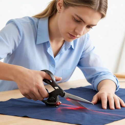 Laser Guided Scissors for Fabric Cutting, Precision Laser Guide for Flawless Straight Cuts, Ergonomic Comfort Grip Sharp Dressmaking Sewing Scissors for Quilting, Crafting in Saudi Arabia