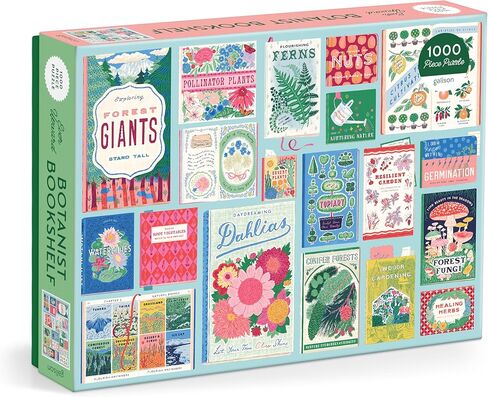 رف كتب Galison Ever Upward Botanist Bookshelf - أحجية الصور المقطوعة 1000 قطعة تتميز بعمل فني جميل لكتب تحت عنوان زراعة الأزهار في مجموعة in Saudi Arabia