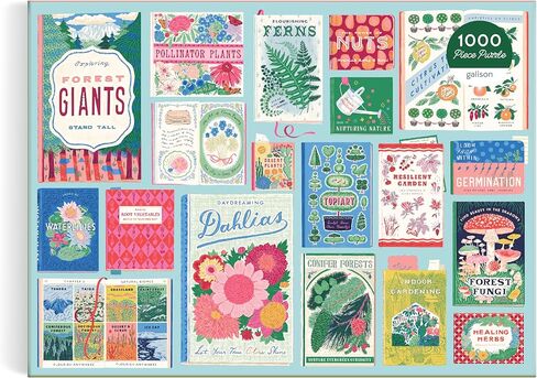 رف كتب Galison Ever Upward Botanist Bookshelf - أحجية الصور المقطوعة 1000 قطعة تتميز بعمل فني جميل لكتب تحت عنوان زراعة الأزهار في مجموعة in Saudi Arabia