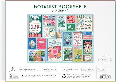 رف كتب Galison Ever Upward Botanist Bookshelf - أحجية الصور المقطوعة 1000 قطعة تتميز بعمل فني جميل لكتب تحت عنوان زراعة الأزهار في مجموعة in Saudi Arabia