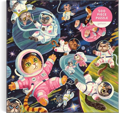 Galison Space Meowdyssey – 1000 Piece Jigsaw Puzzle Featuring Beautiful Artwork of A Cosmic Cat Filled Galaxy in Saudi Arabia