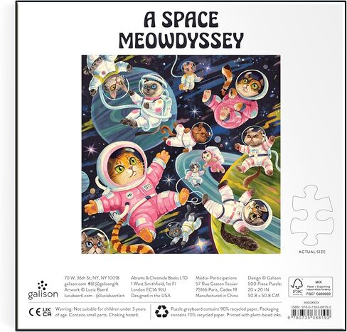Galison Space Meowdyssey – 1000 Piece Jigsaw Puzzle Featuring Beautiful Artwork of A Cosmic Cat Filled Galaxy in Saudi Arabia