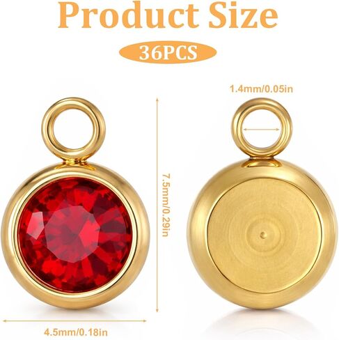 36Pcs Birthstone Charms Round Charms Crystal Charm Pendants for Necklace Bracelets Earrings Jewelry Keychain Making DIY Crafts（12 Colors） in Saudi Arabia
