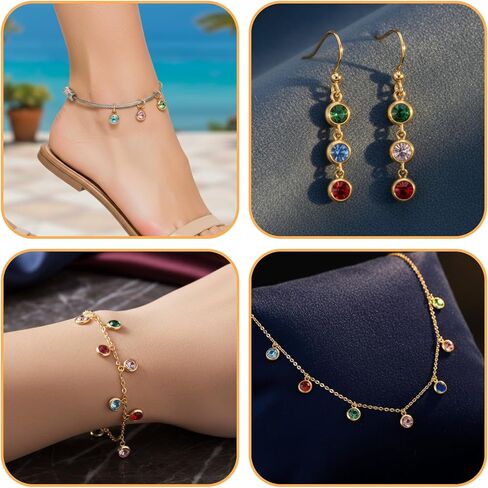 36Pcs Birthstone Charms Round Charms Crystal Charm Pendants for Necklace Bracelets Earrings Jewelry Keychain Making DIY Crafts（12 Colors） in Saudi Arabia