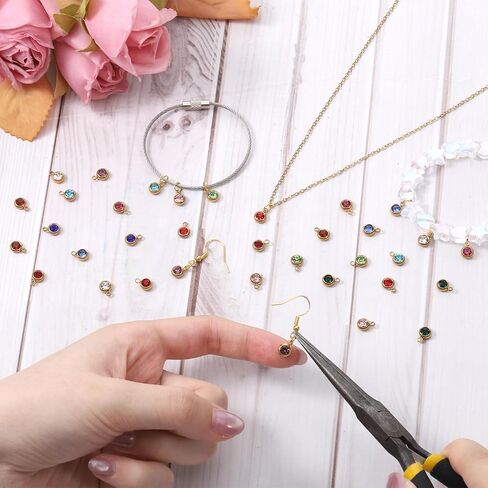 36Pcs Birthstone Charms Round Charms Crystal Charm Pendants for Necklace Bracelets Earrings Jewelry Keychain Making DIY Crafts（12 Colors） in Saudi Arabia