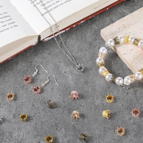 30 PCS Mini Crowns for Crafts, Mixed Color Vintage Crown Charms 3D Alloy King Crown‘s Beads Large Hole Spacer Beads for DIY Crafts Jewelry Necklace Making Supplies in Saudi Arabia