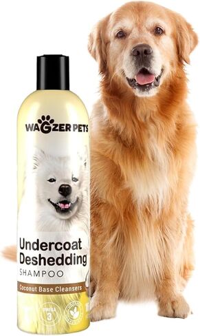 Wagzer Pets Deshedding Dog Shampoo | Rich in Coconut Oil for Dogs, Vitamin E, Omega 3-6 Fatty Acids for Shedding Control and Sensitive Skin, and Moisturizes Dry Itchy Skin | 16 oz in Saudi Arabia