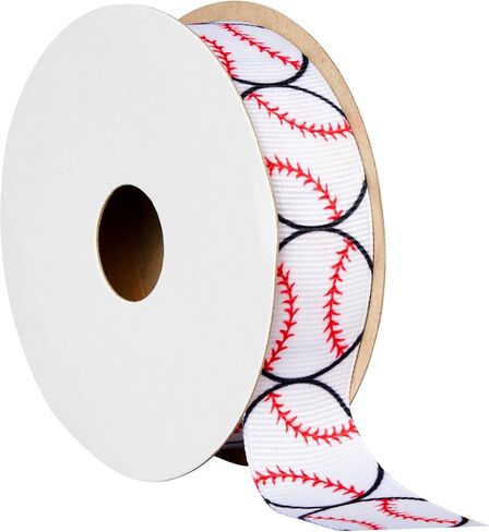 Offray 453955 7/8" Wide Grosgrain Ribbon for Gift Wrapping, Decoration, and Crafts, Two Pack of 3-Yard Spools, Baseball Pattern in Kuwait