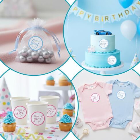120 Pcs Gender Reveal Stickers Team Boy or Girl Round Pink or Blue Stickers Self Adhesive Decals Labels Baby Shower Party Games Decorations Supplies for Wrapping Scrapbook Envelope in Saudi Arabia