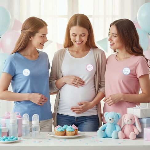 120 Pcs Gender Reveal Stickers Team Boy or Girl Round Pink or Blue Stickers Self Adhesive Decals Labels Baby Shower Party Games Decorations Supplies for Wrapping Scrapbook Envelope in Saudi Arabia