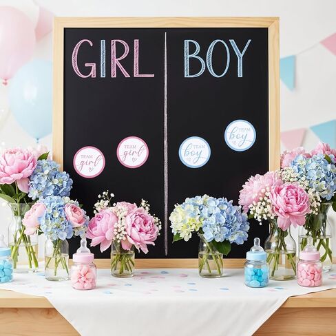 120 Pcs Gender Reveal Stickers Team Boy or Girl Round Pink or Blue Stickers Self Adhesive Decals Labels Baby Shower Party Games Decorations Supplies for Wrapping Scrapbook Envelope in Saudi Arabia