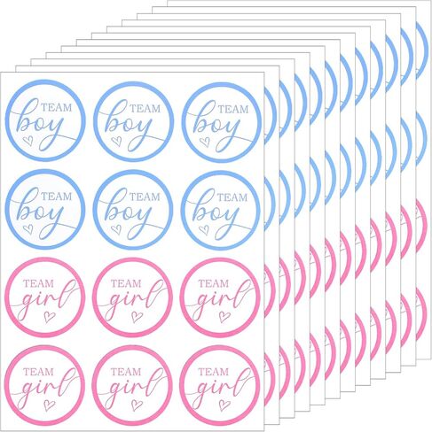 120 Pcs Gender Reveal Stickers Team Boy or Girl Round Pink or Blue Stickers Self Adhesive Decals Labels Baby Shower Party Games Decorations Supplies for Wrapping Scrapbook Envelope in Saudi Arabia