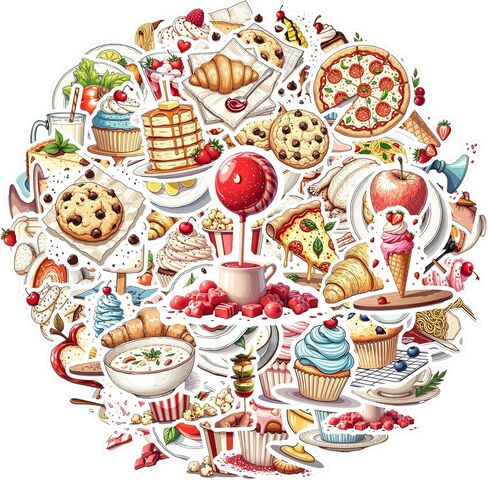 100 PCS Waterproof Vinyl Fast Food Stickers Cute Dessert Decals for Laptops Skateboards Water Bottles Aesthetic Graffiti Kawaii Stickers Pack for Teens Adults Kids in Saudi Arabia