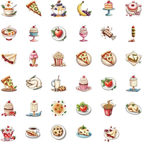 100 PCS Waterproof Vinyl Fast Food Stickers Cute Dessert Decals for Laptops Skateboards Water Bottles Aesthetic Graffiti Kawaii Stickers Pack for Teens Adults Kids in Saudi Arabia