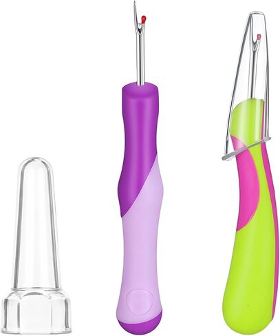 2Pcs Seam Rippers for Sewing Thread Ripper Ergonomic Grip Thread Stitch Remover Tool Embroidery Removal Tool for Sewing Crafting Knitting Embroidery Supplies (Purple+Green) in Saudi Arabia