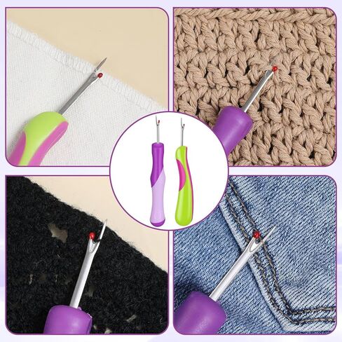 2Pcs Seam Rippers for Sewing Thread Ripper Ergonomic Grip Thread Stitch Remover Tool Embroidery Removal Tool for Sewing Crafting Knitting Embroidery Supplies (Purple+Green) in Saudi Arabia