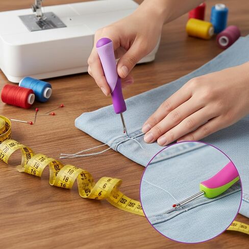 2Pcs Seam Rippers for Sewing Thread Ripper Ergonomic Grip Thread Stitch Remover Tool Embroidery Removal Tool for Sewing Crafting Knitting Embroidery Supplies (Purple+Green) in Saudi Arabia