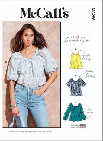 McCall's M8256A Learn to Sew Misses' Pullover Top Sewing Pattern Kit, Code M8256, Sizes XS-S-M-L-XL-XXL in Saudi Arabia