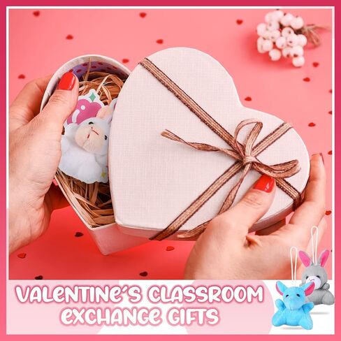 Hanaive 24 Pack Valentine Stuffed Animals Bulk for Kids with Heart Cards Mini Animal Plush Keychain Set Cute Valentine‘s Day Party Favors for Students Exchange Gifts Classroom Game Prize in Saudi Arabia