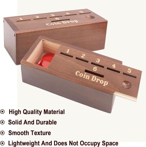 Coin Drop Game for 2-6 Players,Penny Game Contains 50 Coins,Wooden Game Box and 1 Dice,a Fun Board Game to Interact with Family and Friends in Saudi Arabia