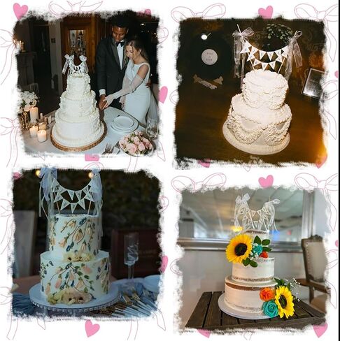 أغطية كعكة متزوجة فقط، قطعة علوية من الكعكة ريفية عتيقة متزوجة فقط، زينة كعكة الزفاف إكليل أو رايات الجبن، قوس من القماش القطني الرومانسي المصنوع يدويًا، شرابة، أعلام راية، عمود خشبي in Kuwait