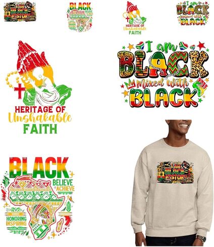 10PCS Black History Month Iron on Transfers Patches Heat Press Vinyl Stickers Appliques for T-Shirt Bag Pillow Cover DIY Washable Decorations in Saudi Arabia
