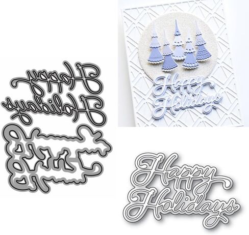 Shadow Happy Holidays Metal Cutting Dies for Card Making, Paper Embossing Die Cuts Kit Templates Supplies, Photo Frame Album DIY Scrapbooking Stencils Sets in Saudi Arabia