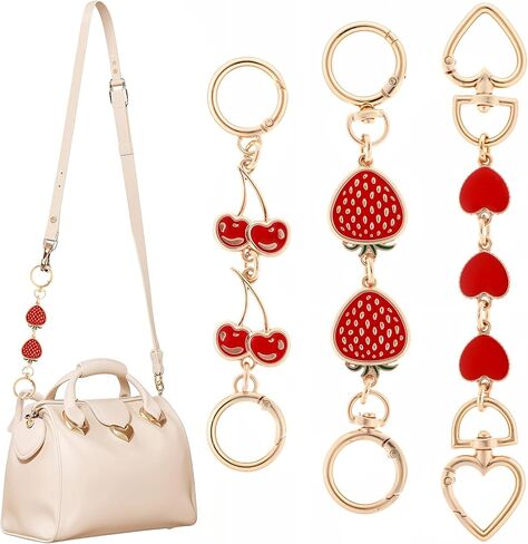 3 Pcs Bag Extender Chain Cherry Purse Straps Replacement Chain Gold Bag Extender Chain Hearts Purse Strap Extender Red Purse Strap Replacement Purse Accessories Bag Charms for Handbags in Saudi Arabia