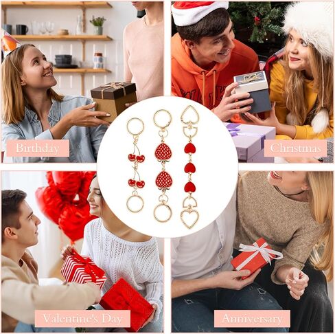 3 Pcs Bag Extender Chain Cherry Purse Straps Replacement Chain Gold Bag Extender Chain Hearts Purse Strap Extender Red Purse Strap Replacement Purse Accessories Bag Charms for Handbags in Saudi Arabia