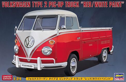 Hasegawa HA20556 1:24 Volkswagen Type 2 Pick-Up Truck-Red-White Paint Model Kit، لون مصبوب in Saudi Arabia