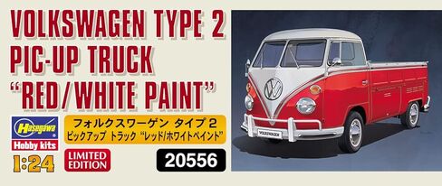 Hasegawa HA20556 1:24 Volkswagen Type 2 Pick-Up Truck-Red-White Paint Model Kit، لون مصبوب in Saudi Arabia