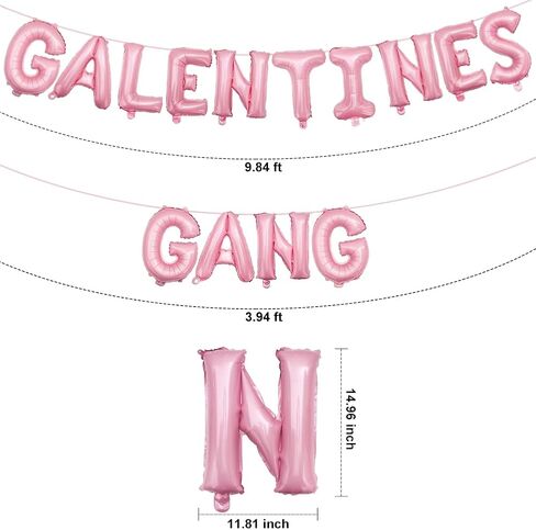 لافتة Happy Galentine's Day ديكورات Galentines Gang Bolloons، لوازم حفلات Galentines وإكسسواراتها للفتيات والسيدات الليلية ودعامات الصور، وردي in Kuwait