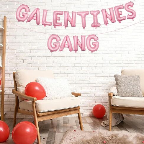 لافتة Happy Galentine's Day ديكورات Galentines Gang Bolloons، لوازم حفلات Galentines وإكسسواراتها للفتيات والسيدات الليلية ودعامات الصور، وردي in Kuwait
