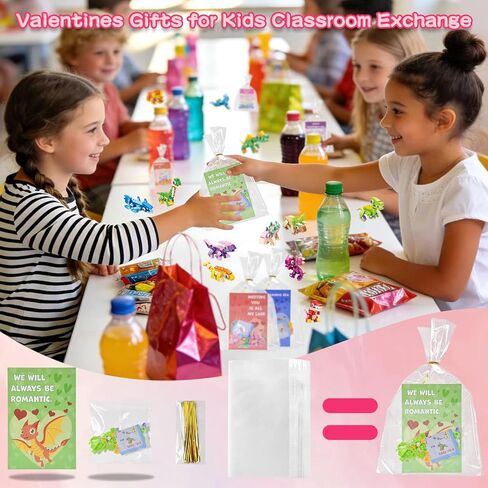 Pinkcow Valentines Day Gifts for Kids Classroom - 3-in-1 Dinosaur Building Blocks with Valentines Cards for Toddler Class School Exchange - Dinosaur Toys for Party Favors, Boys Girls - 24 Packs in Saudi Arabia