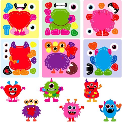 Ceiba Tree Valentines Day Monster Stickers for Kids Make Your Own Monster Sticker Rolled Scene Sticker for Classroom Happy Valentine's Day Gifts Girls Boys Party Favors in Saudi Arabia