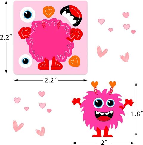 Ceiba Tree Valentines Day Monster Stickers for Kids Make Your Own Monster Sticker Rolled Scene Sticker for Classroom Happy Valentine's Day Gifts Girls Boys Party Favors in Saudi Arabia
