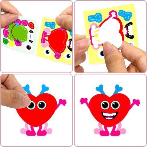 Ceiba Tree Valentines Day Monster Stickers for Kids Make Your Own Monster Sticker Rolled Scene Sticker for Classroom Happy Valentine's Day Gifts Girls Boys Party Favors in Saudi Arabia