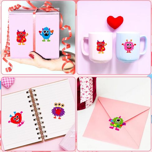 Ceiba Tree Valentines Day Monster Stickers for Kids Make Your Own Monster Sticker Rolled Scene Sticker for Classroom Happy Valentine's Day Gifts Girls Boys Party Favors in Saudi Arabia