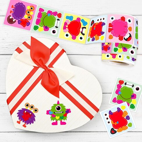 Ceiba Tree Valentines Day Monster Stickers for Kids Make Your Own Monster Sticker Rolled Scene Sticker for Classroom Happy Valentine's Day Gifts Girls Boys Party Favors in Saudi Arabia