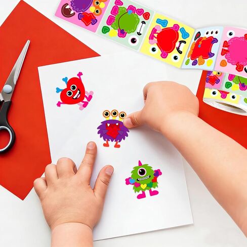 Ceiba Tree Valentines Day Monster Stickers for Kids Make Your Own Monster Sticker Rolled Scene Sticker for Classroom Happy Valentine's Day Gifts Girls Boys Party Favors in Saudi Arabia