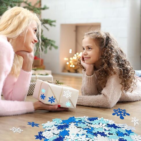 335 Pieces Snowflake Foam Stickers Blue and White Snowflake Snow Shape Foam Stickers Self-Adhesive for Kids Crafts Christmas New Year Winter Holiday Decorations Party DIY Supplies in Saudi Arabia