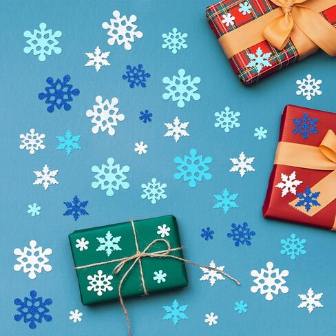 335 Pieces Snowflake Foam Stickers Blue and White Snowflake Snow Shape Foam Stickers Self-Adhesive for Kids Crafts Christmas New Year Winter Holiday Decorations Party DIY Supplies in Saudi Arabia
