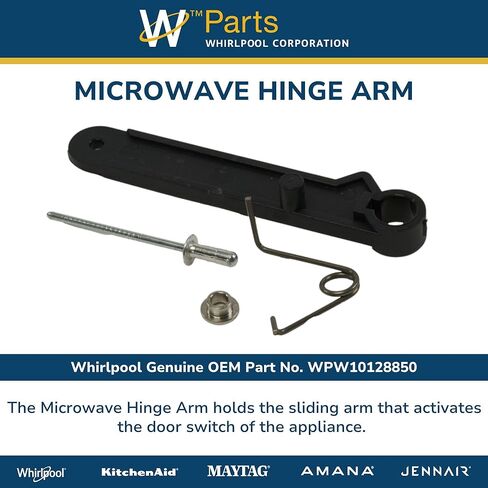 Whirlpool WPW10128850 Genuine OEM Microwave Hinge Arm Replacement Part - Replaces 251968600013 and 461967510191 in Saudi Arabia