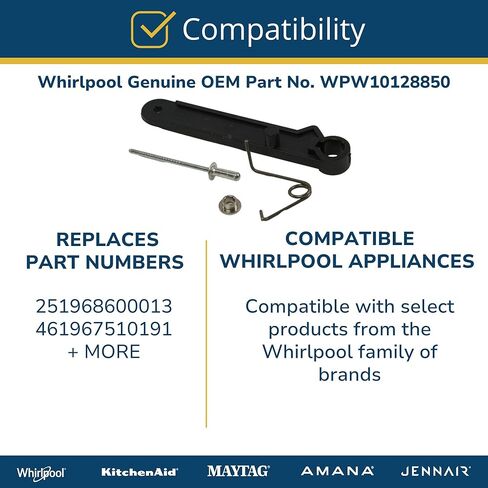 Whirlpool WPW10128850 Genuine OEM Microwave Hinge Arm Replacement Part - Replaces 251968600013 and 461967510191 in Saudi Arabia