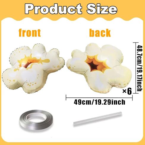 6pcs Cartoon Big Popcorn Balloons Movie Popcorn Foil Balloons for Popcorn Movie Birthday Party Decoration Movie Night Themed Party Christmas Carnival Party Slumber Party Kid Food Theme Party in Saudi Arabia